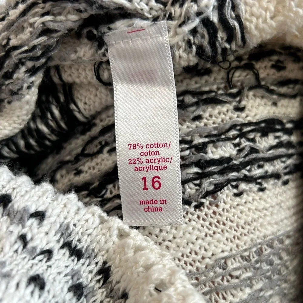 Justice Cream Crocheted Pullover Crew Neck Open Sweater / Sweater Dress Size 16